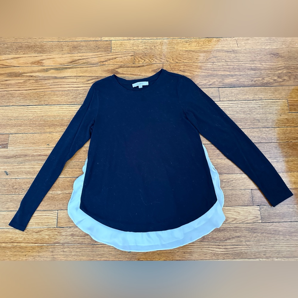 LOFT Navy Long-Sleeve Top